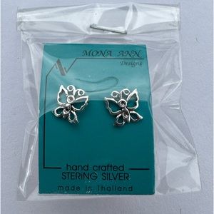 Sterling Silver Tiny Butterfly Stud Earrings